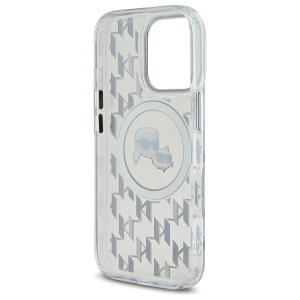 Karl Lagerfeld IML Monogram Karl & Choupette Head MagSafe Case for iPhone 16 Pro Max - Cleareng