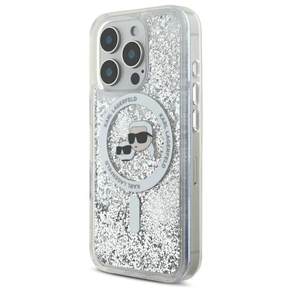 Karl Lagerfeld Liquid Glitter Karl & Choupette Head Magsafe Case for iPhone 16 Pro Max - Cleareng