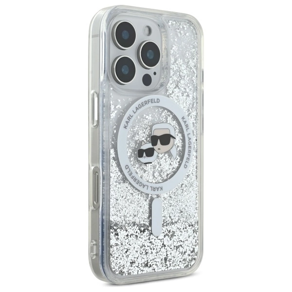 Karl Lagerfeld Liquid Glitter Karl & Choupette Head Magsafe Case for iPhone 16 Pro Max - Cleareng