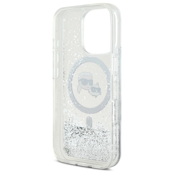 Karl Lagerfeld Liquid Glitter Karl & Choupette Head Magsafe Case for iPhone 16 Pro Max - Cleareng