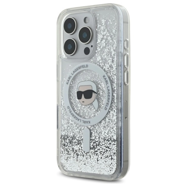 Karl Lagerfeld Liquid Glitter Karl Head Magsafe Case for iPhone 16 Pro Max - Cleareng