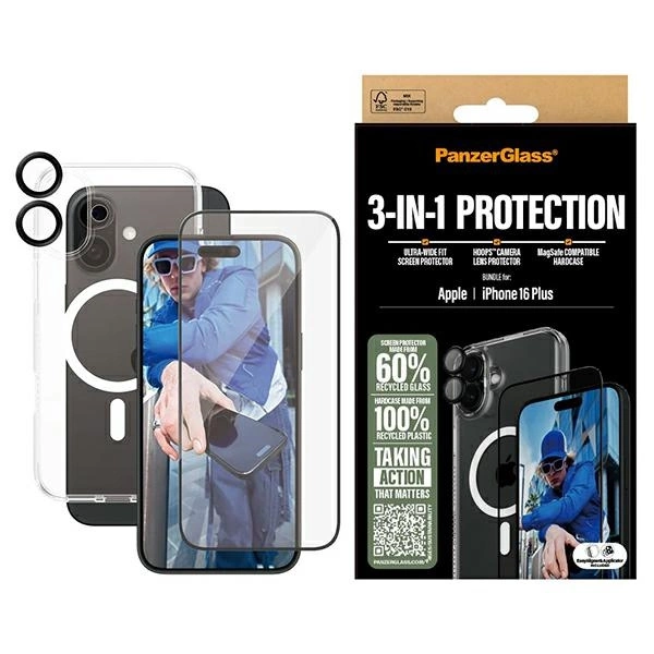 177978_1 PanzerGlass Bundle 3in1 iPhone 16 Plus 6.7" D3O Hardcase + Screen Protector UWF+ Lens B1293+2863+1283eng