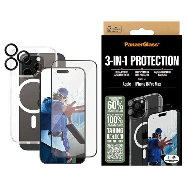 177980_1 PanzerGlass Bundle 3in1 iPhone 16 Pro Max 6.9" D3O Hardcase + Screen Protector UWF+ Lens B1294+2864+1284eng