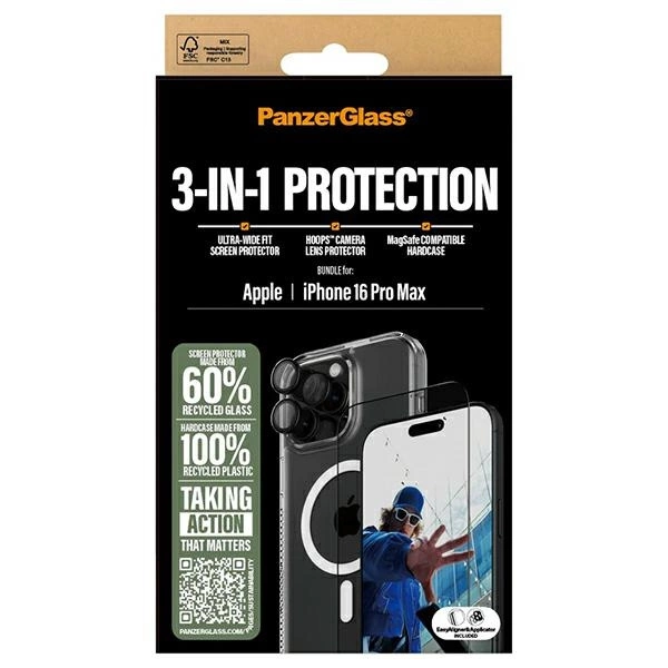 177980_6 PanzerGlass Bundle 3in1 iPhone 16 Pro Max 6.9" D3O Hardcase + Screen Protector UWF+ Lens B1294+2864+1284eng