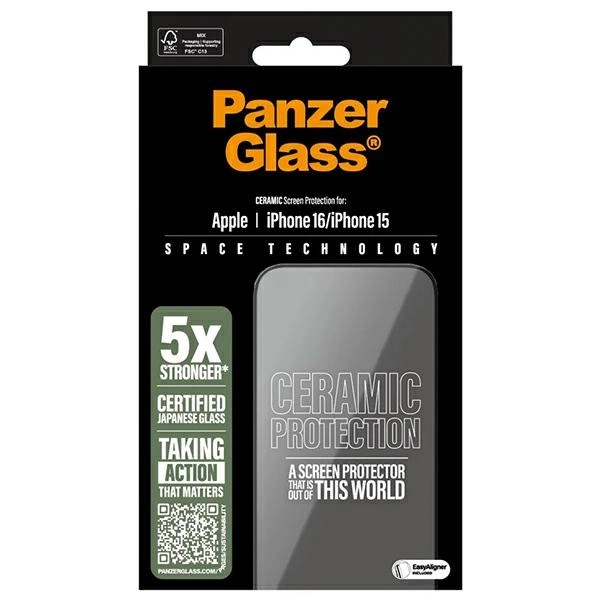 PanzerGlass Ceramic Screen Protector iPhone 16 6.1" Ultra-Wide Fit 2853eng
