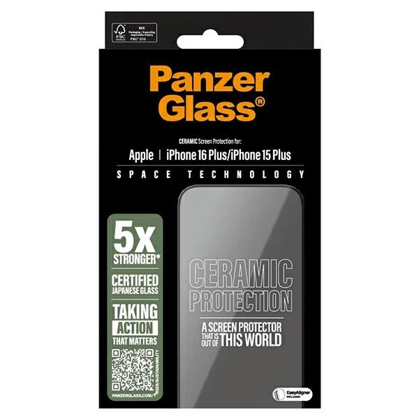 PanzerGlass Ceramic Screen Protector iPhone 16 Plus 6.7" Ultra-Wide Fit 2855eng
