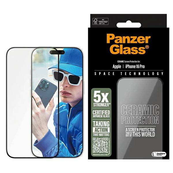 PanzerGlass Ceramic Screen Protector iPhone 16 Pro 6.3" Ultra-Wide Fit 2854eng