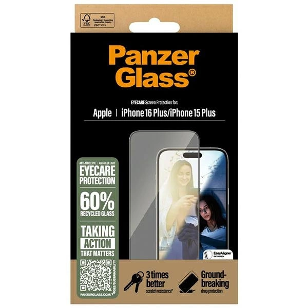 PanzerGlass EyeCare Screen Protector iPhone 16 Plus 6.7" Ultra-Wide Fit 2867eng