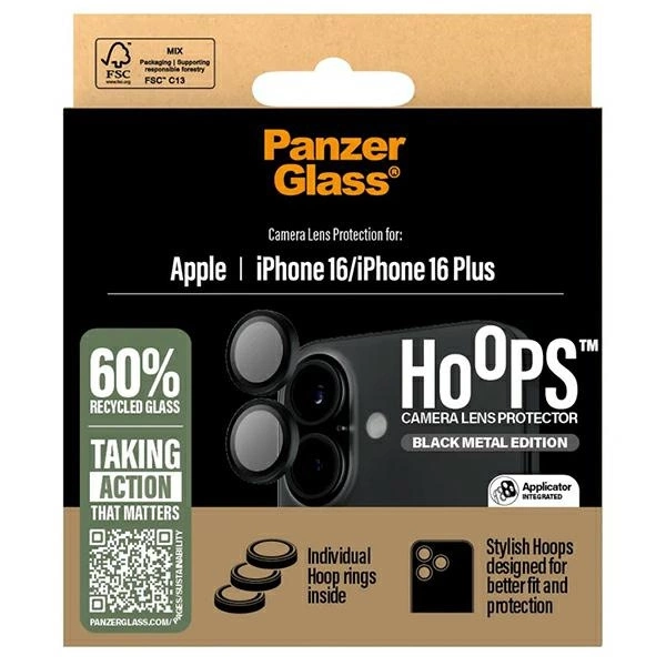 178009_4 PanzerGlass Hoops Black Lens Protector iPhone 16 6.1" / 16 Plus 6.7" 1283eng