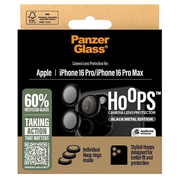 178010_4 PanzerGlass Hoops Black Lens Protector iPhone 16 Pro 6.3" / 16 Pro Max 6.9" 1284eng