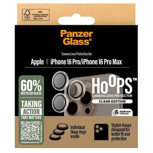 178014_4 PanzerGlass Hoops Transparent Lens Protector iPhone 16 Pro 6.3" / 16 Pro Max 6.9" 1286eng
