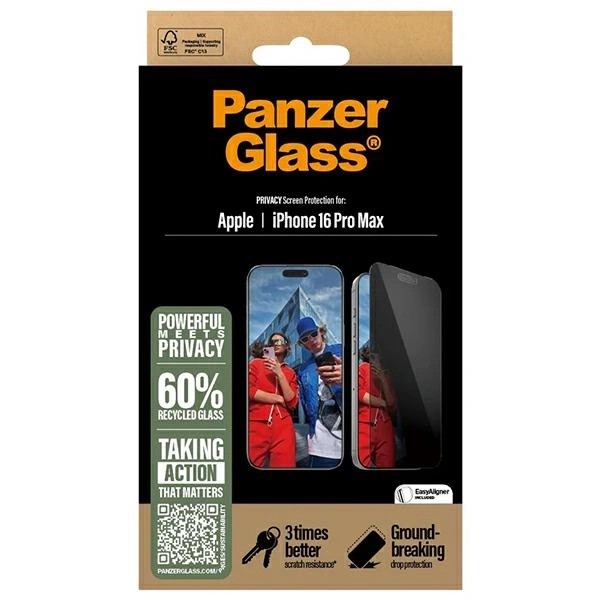 PanzerGlass Privacy Screen Protector iPhone 16 Pro Max 6.9" Ultra-Wide Fit P2864eng