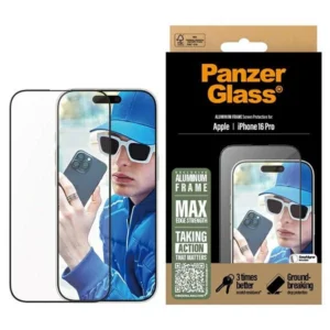 PanzerGlass Screen Protector Aluminum Frame iPhone 16 Pro 6.3" Ultra-Wide Fit 2850eng