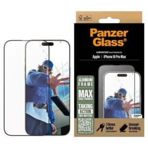 PanzerGlass Screen Protector Aluminum Frame iPhone 16 Pro Max 6.9" Ultra-Wide Fit 2852eng
