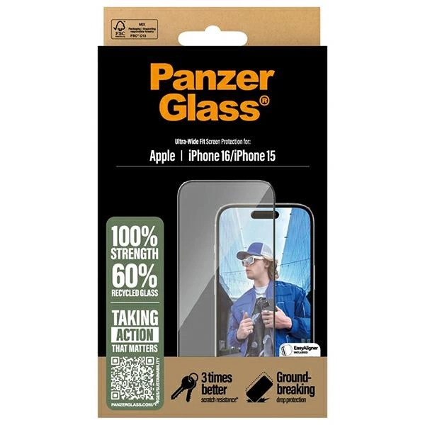 178030_4 PanzerGlass Screen Protector iPhone 16 6.1" Ultra-Wide Fit 2861eng