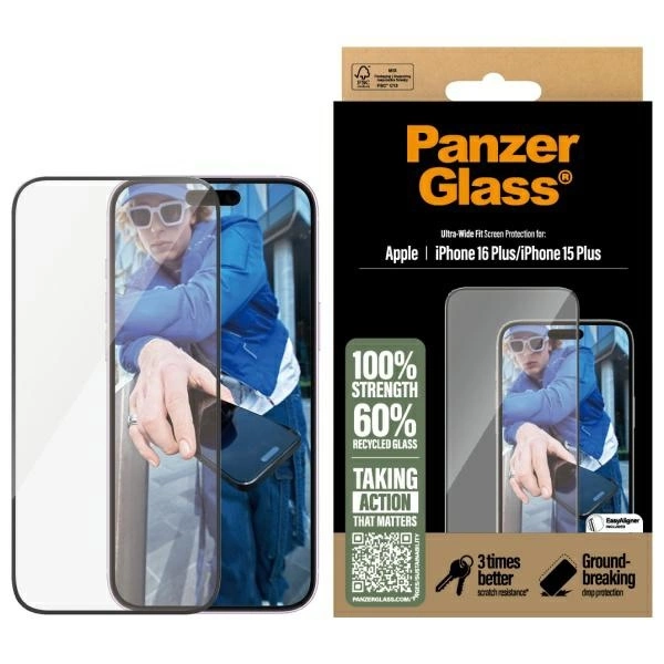 PanzerGlass Screen Protector iPhone 16 Plus 6.7" Ultra-Wide Fit 2863eng