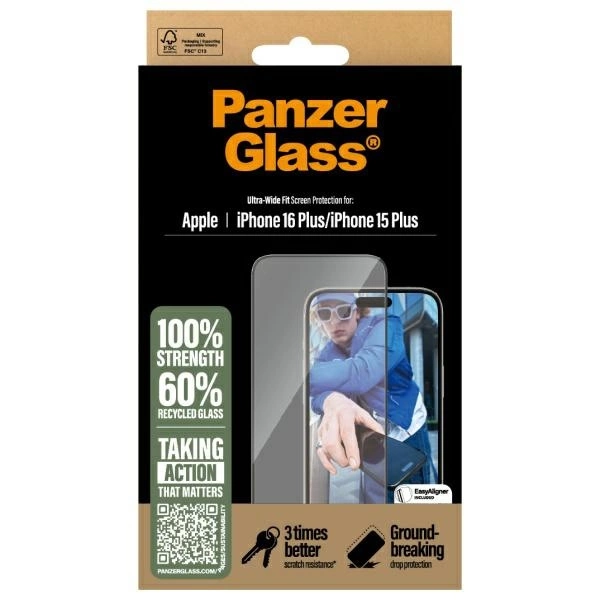 PanzerGlass Screen Protector iPhone 16 Plus 6.7" Ultra-Wide Fit 2863eng