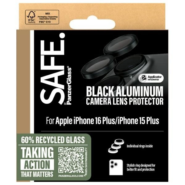 SAFE by PanzerGlass iPhone 16 6.1" / 16 Plus 6.7" Lens Protector black/black SAFE95890eng