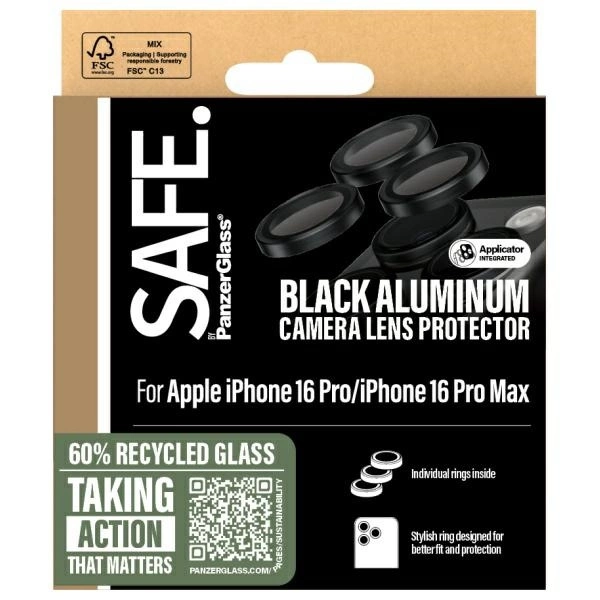 SAFE by PanzerGlass iPhone 16 Pro 6.3" / 16 Pro Max 6.9" Lens Protector black/black SAFE95891eng