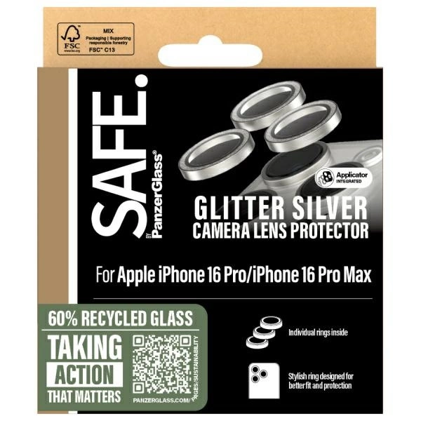 SAFE by PanzerGlass iPhone 16 Pro 6.3" / 16 Pro Max 6.9" Lens Protector silver/glitter silver SAFE95893eng