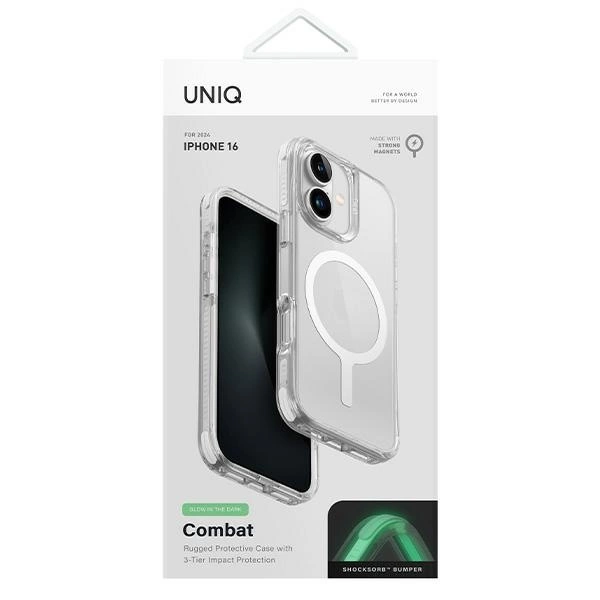 Uniq Combat iPhone 16 6.1" Magclick Charging case white/lume whiteeng