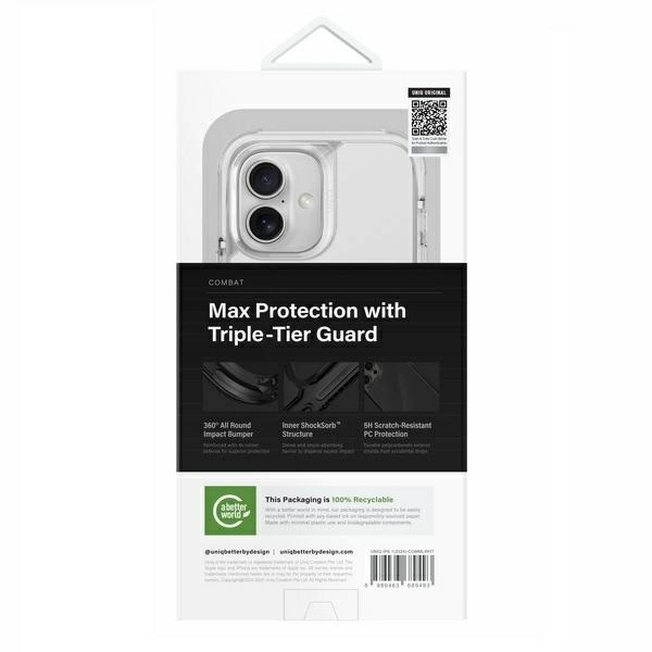 Uniq Combat iPhone 16 6.1" Magclick Charging case white/lume whiteeng