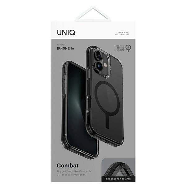 Uniq Combat iPhone 16 6.1" case Magclick Charging black/carbon blackeng