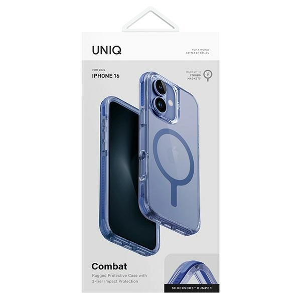 Uniq Combat iPhone 16 6.1" case Magclick Charging blue/pearl blueeng