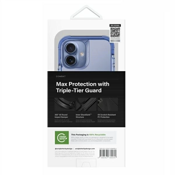Uniq Combat iPhone 16 6.1" case Magclick Charging blue/pearl blueeng