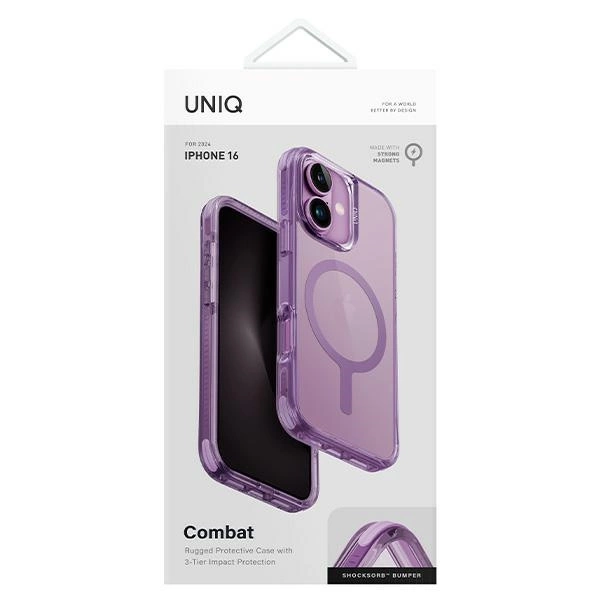 Uniq Combat iPhone 16 6.1" Magclick Charging case pink/gray pinkeng