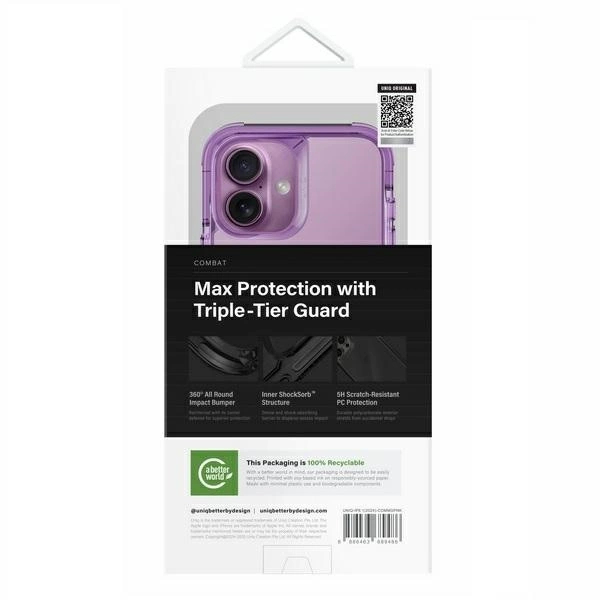 Uniq Combat iPhone 16 6.1" Magclick Charging case pink/gray pinkeng