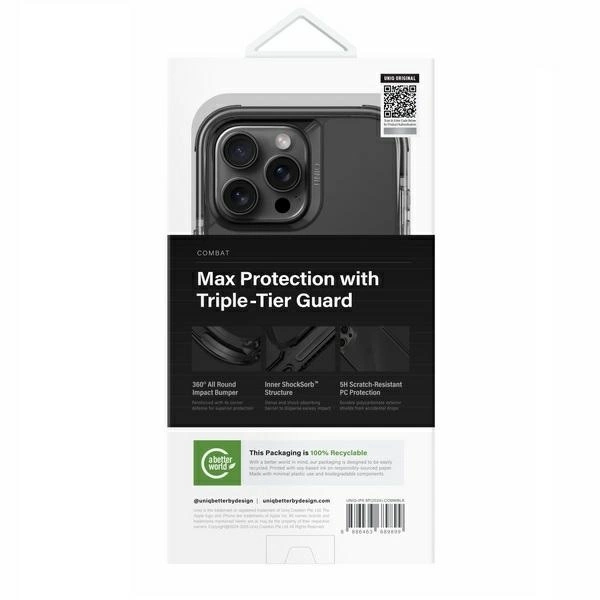 Uniq Combat iPhone 16 Pro Max 6.9" case Magclick Charging black/carbon blackeng