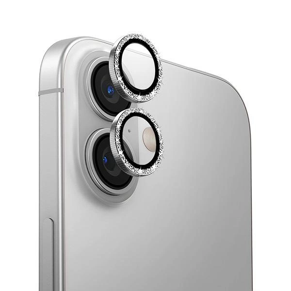 Uniq Optix Aluminum Camera Lens Protector iPhone 16 6.1" / 16 Plus 6.7" white shimmer camera lens glass with applicatoreng