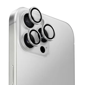Uniq Optix Aluminum Camera Lens Protector iPhone 16 Pro 6.3" / 16 Pro Max 6.9" sterling silver camera lens glass with applicatoreng