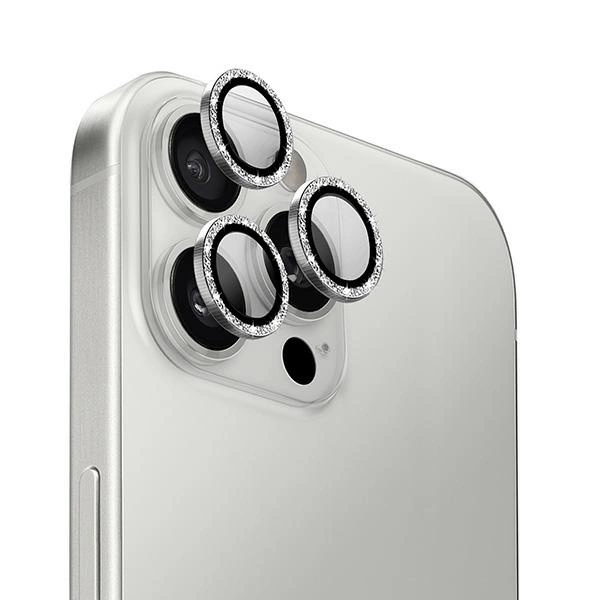 Uniq Optix Aluminum Camera Lens Protector iPhone 16 Pro 6.3" / 16 Pro Max 6.9" white shimmer camera lens glass with applicatoreng