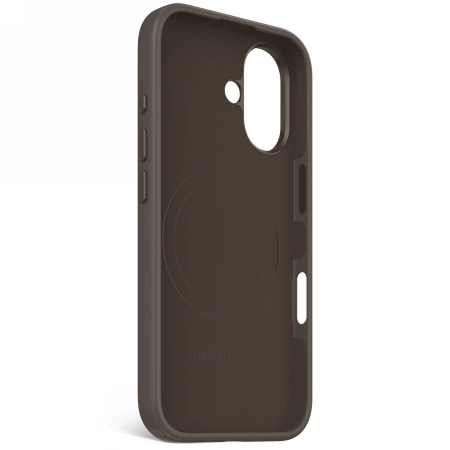 Decoded AntiMicrobial Silicone Backcover with MagSafe for iPhone 16 - Dark Browneng