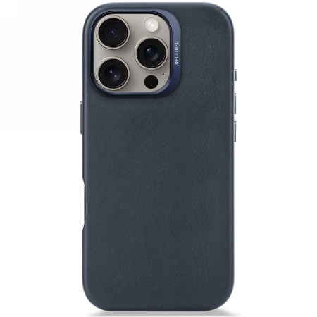 Decoded Leather Backcover MagSafe case for iPhone 16 Pro - navy blueeng