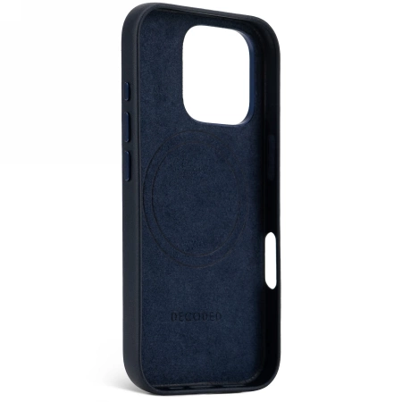 Decoded Leather Backcover MagSafe case for iPhone 16 Pro - navy blueeng