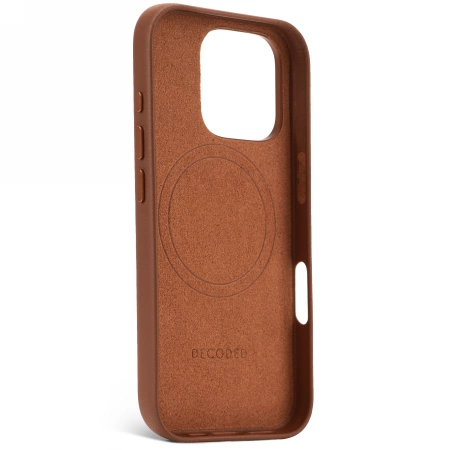 Decoded Leather Backcover case with MagSafe for iPhone 16 Pro - browneng