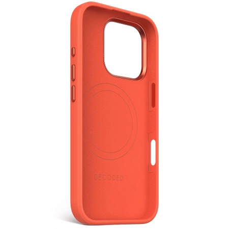 Decoded AntiMicrobial Silicone Stacks Backcover with MagSafe for iPhone 16 Pro - Orangeeng