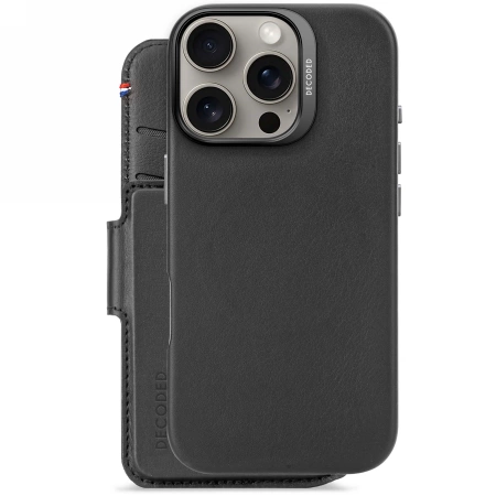 Decoded Leather Detachable Wallet MagSafe Case with Wallet for iPhone 16 Pro - Blackeng
