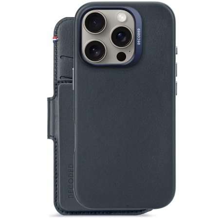Decoded Leather Detachable Wallet MagSafe Case with Wallet for iPhone 16 Pro - Blueeng