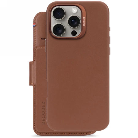 Decoded Leather Detachable Wallet MagSafe Case with Wallet for iPhone 16 Pro Max - Browneng