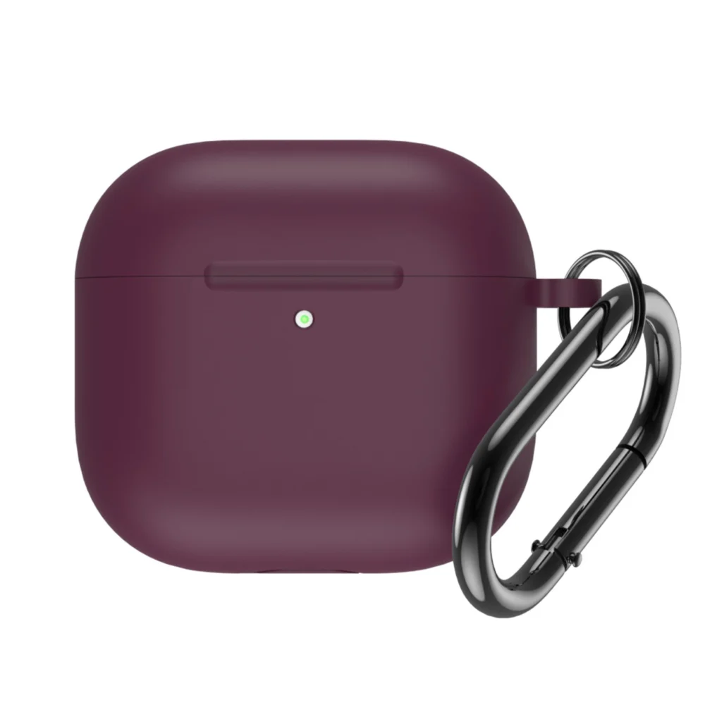 Silicone Case for Airpods 4 with Carabiner - Burgundyeng