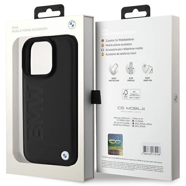 BMW Leather Hot Stamp iPhone 16 Pro Case - Blackeng