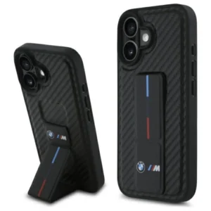 BMW M Grip Stand Smooth and Carbon case for iPhone 16 - blackeng