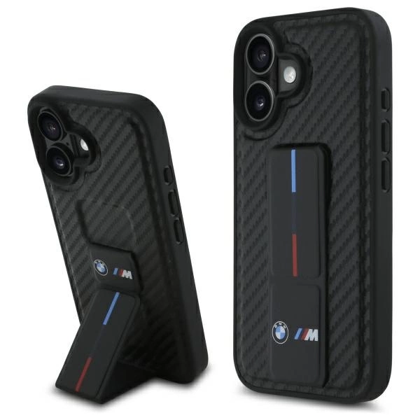 BMW M Grip Stand Smooth and Carbon case for iPhone 16 - blackeng