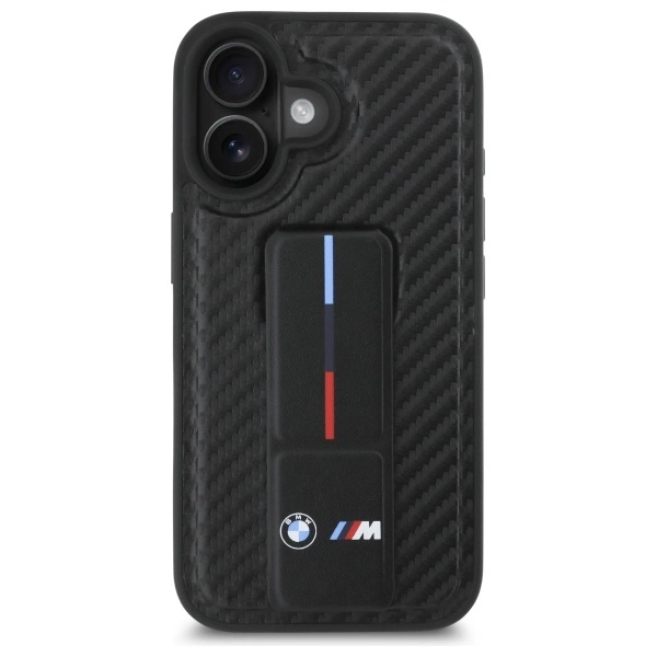 BMW M Grip Stand Smooth and Carbon case for iPhone 16 - blackeng