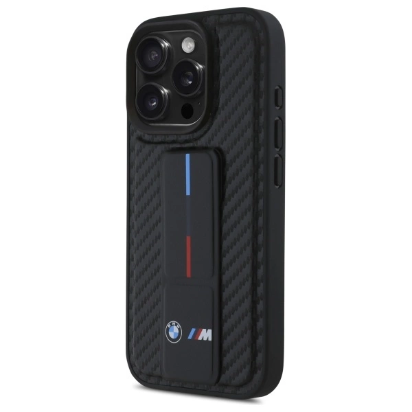 BMW M Grip Stand Smooth and Carbon case for iPhone 16 Pro Max - blackeng