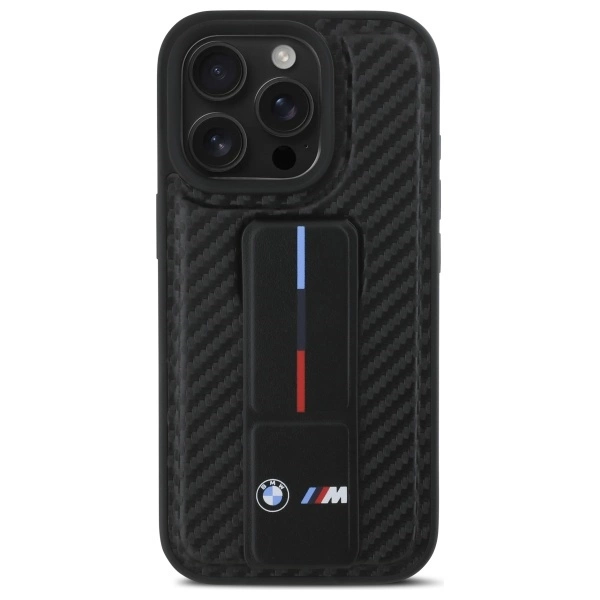 BMW M Grip Stand Smooth and Carbon case for iPhone 16 Pro Max - blackeng